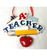 A+ Teacher Christmas Holiday Ornament 3.75&quot; NOS Pencil Apple Notepad - £9.94 GBP