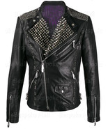 New Woman&#39;s Brando Style Black Silver Studded Cowhide Biker Leather Jack... - $299.99