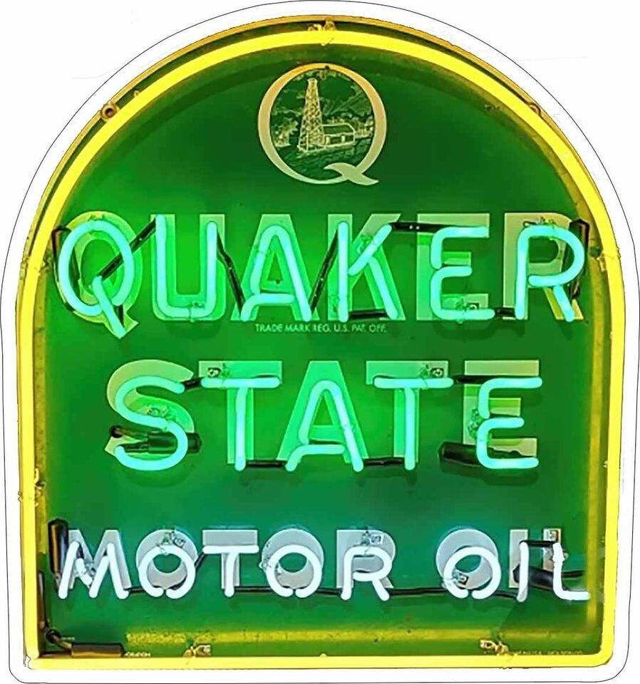 Quaker State Oil Laser Cut Advertising Neon Image Metal Sign (not real neon) - £46.48 GBP