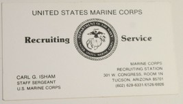 U.S. Marine Corps Recruiting Station Vintage Business Card Tucson Arizon... - $4.94