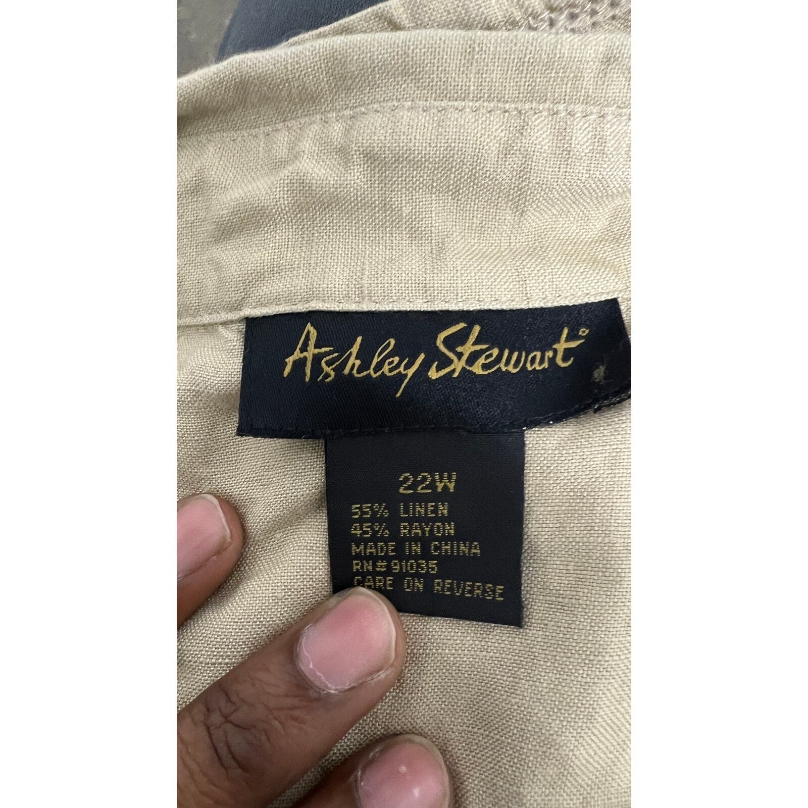 Ashley Stewart 22W Beige Linen Blend Button Up Shirt – Plus Size Top Item image 5