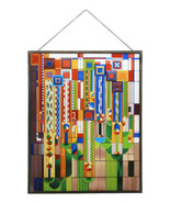 Frank Lloyd Wright Metal Framed Saguaro Cactus Flowers Stained Glass Wal... - £110.16 GBP