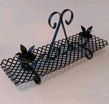 VINTAGE BLACK RECTANGLE METAL MESH CANDLE / VOTIVE CENTERPIECE - $16.36