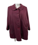 Mark Reed Vintage Wool Blend Hip Length Swing Coat Burgundy 20W Lined Po... - $44.94 CAD