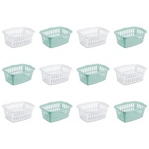 Sterilite 12459412 1.5 Bushel/53 Liter Rectangular Laundry Basket, White &amp; Aqua  - £69.52 GBP