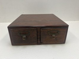 Vintage 2 Drawer Wood File Cabinet library card catalog box index organi... - £99.91 GBP