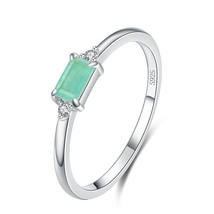 Modian Charm Luxury Real 925 Stelring Silver Green Tourmaline Fashion Finger Rin - £11.43 GBP