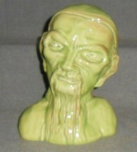 1950s Roselane Pottery Asian Man Bust #382 Pasadena California Chartreuse Color - £53.41 GBP