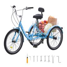 VEVOR Blue Adult Tricycles Bike, 7 Speed Adult Trikes, 20" 3-Wheeled Bic... - $213.99