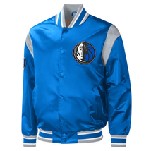 NBA Dallas Mavericks Blue Gray Satin Bomber Letterman Varsity Baseball Jacket - £109.10 GBP