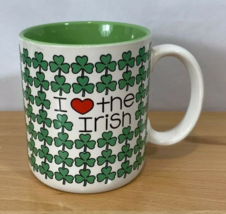 Vintage 1986 Enesco Irish Coffee Cup Mug Chris Davenport Shamrocks St Pattys Day - $17.99