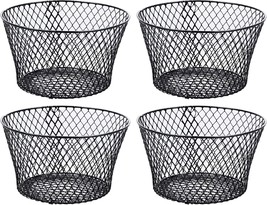 Black And White 4-Ct Sets Of Small Metal Wire Baskets That Are Rectangular, - £23.16 GBP