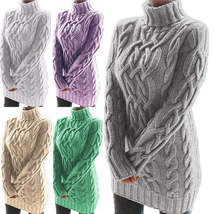 Turtleneck Retro Thick Thread Twist Sweater - £36.49 GBP