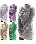 Turtleneck Retro Thick Thread Twist Sweater - $61.60 CAD