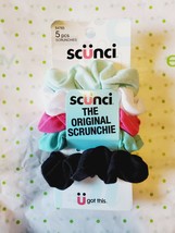 Scunci The Original Scrunchie 5 Pack Greens Pink White Black New - £7.27 GBP