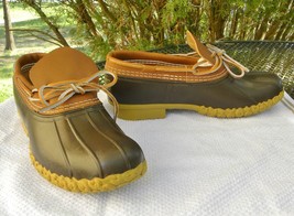 LL Bean Leather  &amp; Rubber Duck-Boat Boots EUC Brown-Tan Mud Boots Mens 8M - £46.33 GBP