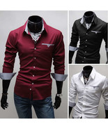 ST83 New Mens Luxury Casual Slim Fit Stylish Dress Shirts 3 Colors - $304.44 MXN