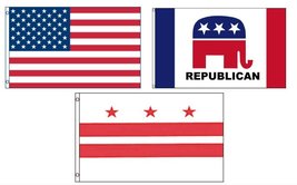Lot of 3 Flags: USA, Washington DC and Republican 3&#39;x5&#39; Polyester Flag - £13.88 GBP