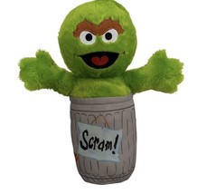 Sesame Street Oscar The Grouch In Trash Can Plush Large 19 Inches Scram Worm - £30.38 GBP