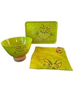 Christmas Green Grinch Face Adult Apron 32 x 27.5” Large Serving Bowl &amp; ... - $75.00