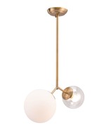 Gold Shaded Two Light Metal Dimmable Ceiling Light With White Shades - $151.25 CAD