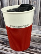 2011 Starbucks Travel Coffee Mug Cup 8 oz w/ Sipping Lid & Red Silicone Sleeve - $14.50