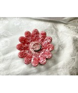 Dish Trinket Ring Bowl Small Pink Flower Faux Stone Look Handmade Polymer Clay  - $18.00