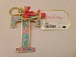 Lilly Pulitzer Printed Initial Keychain Letter T/Bag Charm Suite Views New - $24.99