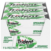 Trident White Spearmint Sugar Free Gum, 9 Pack of 16 Pieces (144 Total P... - $21.18