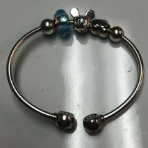 Sterling Silver Chamilia Charm Bracelet Disney Chamilia Blue Mickey Mouse Dream - $113.85