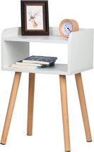 LUCKNOCK Night Stand (White) Mid-Century Modern Bedside Table with Solid Wood - £36.96 GBP