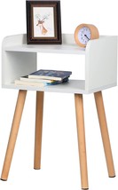 LUCKNOCK Night Stand (White) Mid-Century Modern Bedside Table with Solid Wood - £35.14 GBP