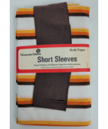Vtg NWT Short Sleeve Knit Top Sewing Kit Brown Orange Striped Minnesota ... - £11.71 GBP