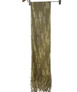 NWT Beige Tan Gold Fringe rectangle loose woven scarf - Estate Find - $736.77 MXN