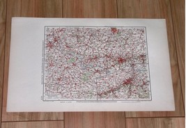 1924 Original Vintage Map Of Vicinity Of Lille France Liege Charleroi Belgium - £16.76 GBP