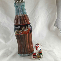 Coca Cola Bottle Collectible Tin Hinged Lid  Christmas 1998 plus Ornament - £12.45 GBP