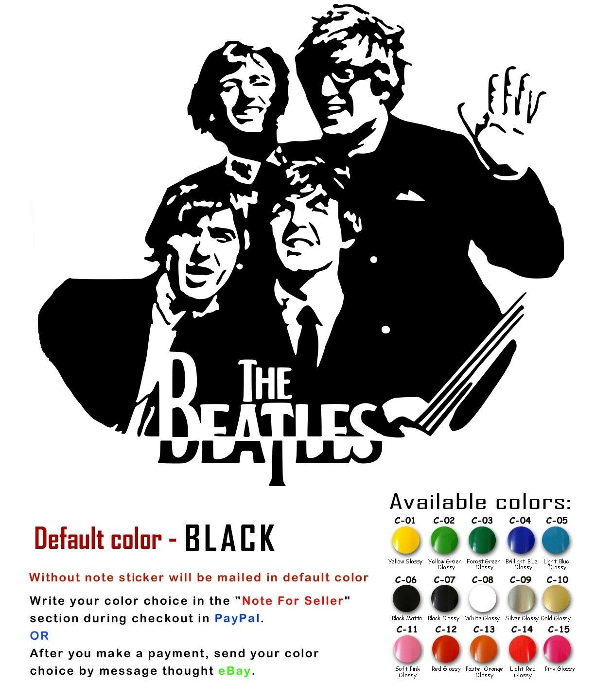 Beatles Vinyl Decal Sticker John Lennon Paul McCartney George Harrison Starr Car Item image 3