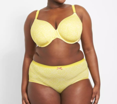 Lane Bryant Cacique Silky No Show Full Brief Panty Yellow Print Plus Sz 30/32 Nw - $15.35