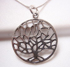 Round Tree of Life 925 Sterling Silver Necklace Corona Sun Jewelry - £6.46 GBP