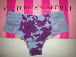 Victoria&#39;s Secret &quot;Pink&quot; Lace Trim No Show Cheekster Panty Periwinkle Floral S - £10.27 GBP