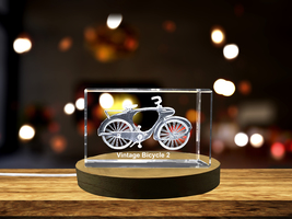 LED Base included | Vintage Bicycle Decor Crystal Engraved with Retro 3D Bike - £22.91 GBP+