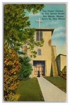 Old San Miguel Church Santa Fe New Mexico NM UNP Linen Postcard V13 - £1.48 GBP