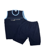 LD. Falcon Navy Blue Sleeveless Blue Lined Pajamas Set Shorts 100%Cotton... - £19.45 GBP
