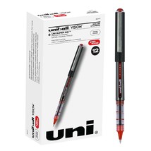 Uniball Vision Rollerball Pens, Red Pens Pack of 12, Micro Point Pens wi... - $33.99