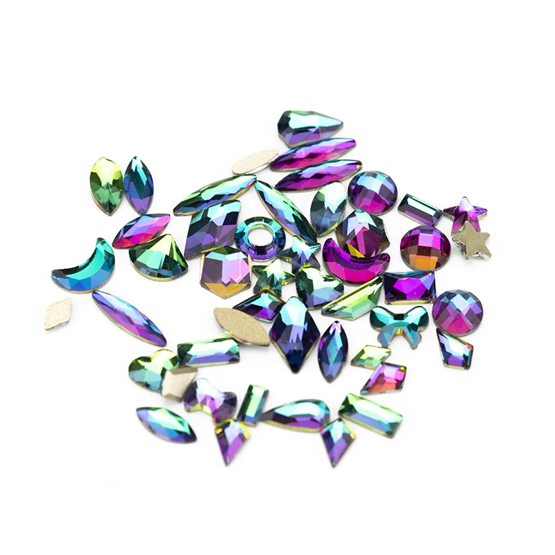 VDD 30Pcs/100Pcs Gl Nail Art Rhinestones Flatback Str Glitter Crystal Mixed Shap - £92.34 GBP