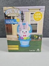 Easter Bunny Blue Basket Gemmy Airblown Inflatable LED Yard Decor 4.5ft NIB  - £22.18 GBP