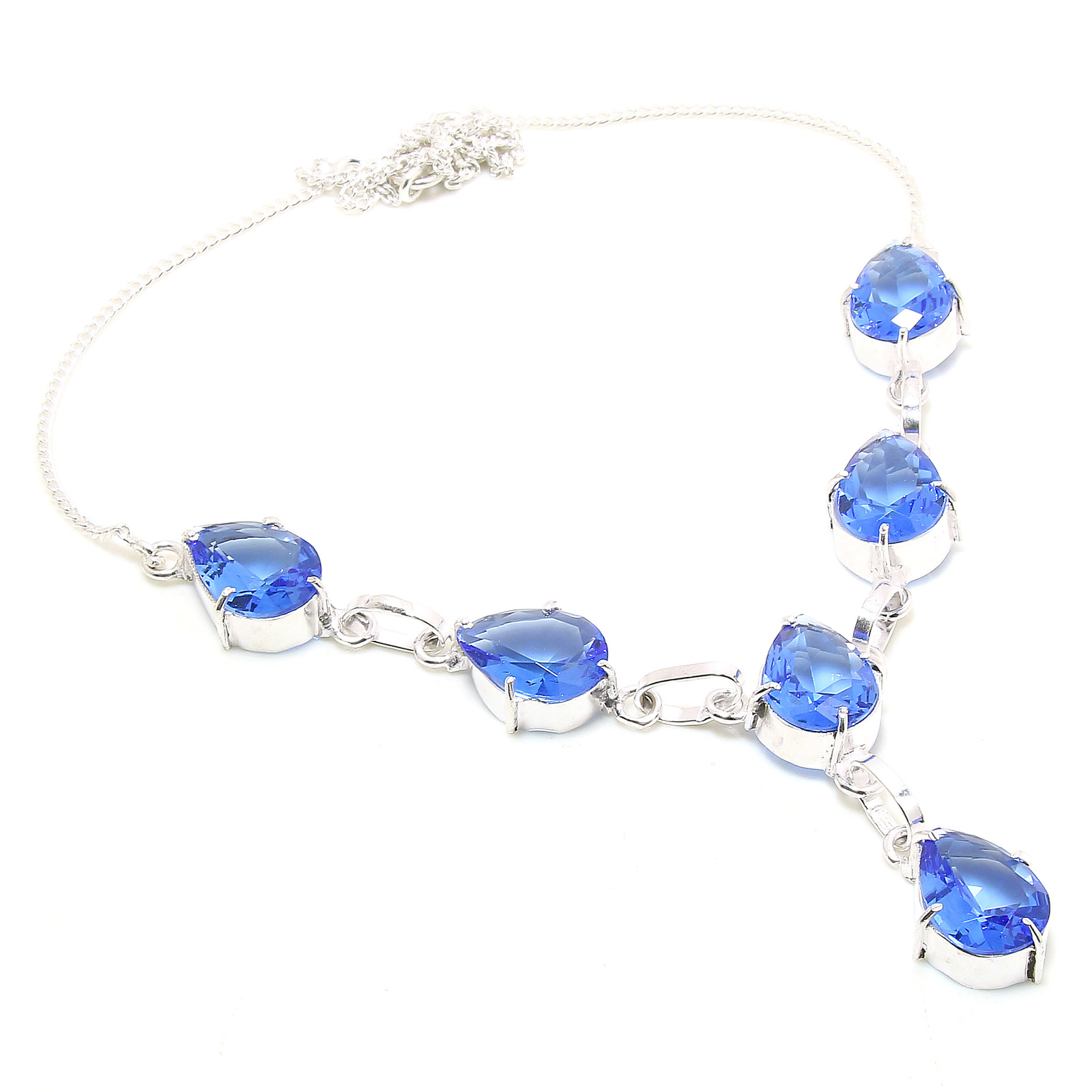 Tanzanite Quartz Pear Shape Cut Gemstone Handmade Necklace Jewelry 18" SA 1928 - $5.99