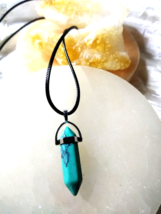 Necklace Light Blue Turquoise Color Howlite Point Pendulum Natural Gemst... - $6.50