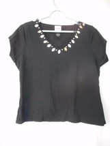Black B. Moss Size L embellished 100% cotton top Bust - 20 - $133.73 MXN