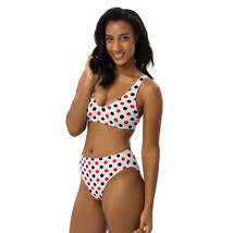 White &amp; Red Polka Dots High Waisted Vintage Style Retro Pin-up Swimsuit ... - $42.95+